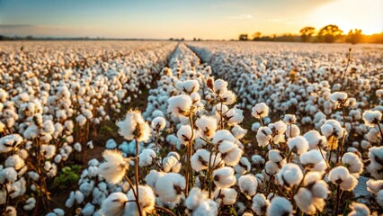Obraz premium Background of cotton field plantation with tilted angle