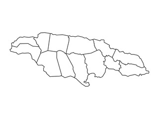 jamaica contour map with regions isolated on white background. Map of jamaica. Vector illustration North America