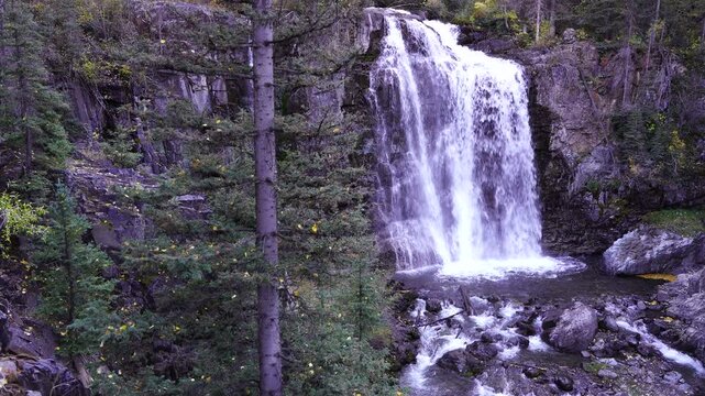Upper Ames Waterfall, Falls, in the Southern Colorado Mountains,  America, USA.