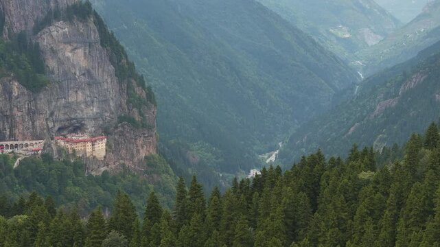 Sumela Monastery (S&uuml;mela Manastırı) Drone Video, Altındere National Park Ma&ccedil;ka, Trabzon Turkiye (Turkey)	