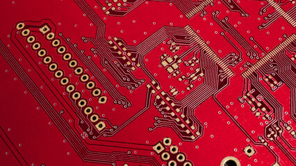red printed circuit board. background or texture