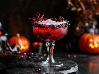 Mysterious Halloween Cocktail with Decorative Elements