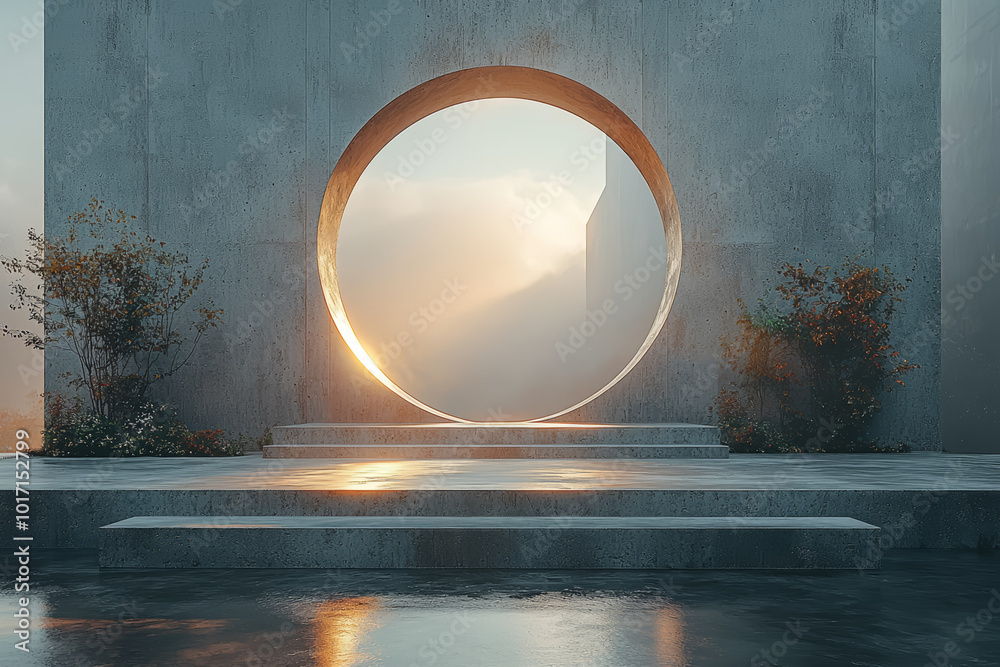 Poster a circle and a square side by side, symbolizing harmony between simplicity and complexity. concept o