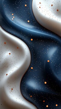 Abstract wavy texture in navy blue and cream with copper metallic speckles.