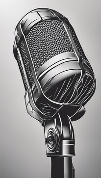 A microphone line art style illustration in modern format vertical