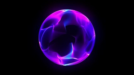 Sphere made of particles. Abstract orb. Blue sphere with connecting dots and lines. Wireframe technology sphere. Big data visualization. 3d rendering. Seamless looping 4k video