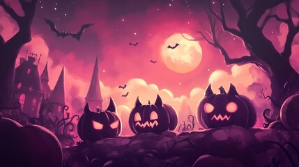Cute and Funny Halloween Background, Lo-Fi Style