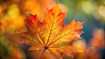 Obraz premium Autumn maple leaf abstract macro shot