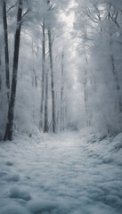 Naklejka premium An icy forest A snow-blank covered landscape vertical