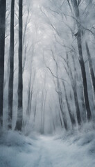 Fototapeta premium An icy forest A snow-blank covered landscape vertical