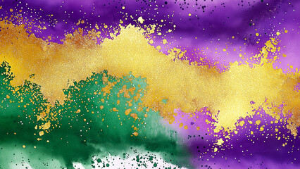 Mardi Gras Digital Watercolor Background Abstract Splash Colorful Art	