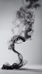 Fototapeta premium Black smoke or dust wavy and swirly on white background Would work well in compositions containing h