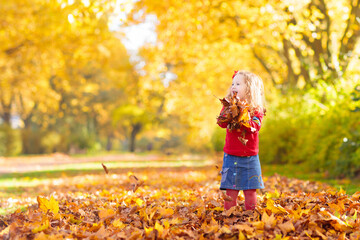 Kids playing in autumn park