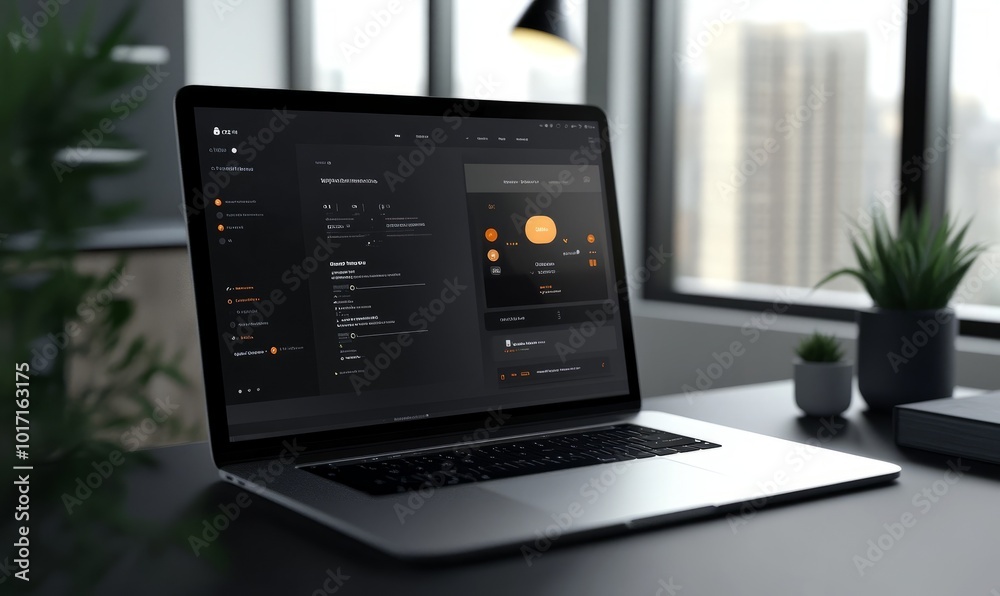 Wall mural modern laptop screen mockup displaying software ui