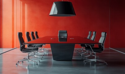 Modern conference table mockup with branded materials