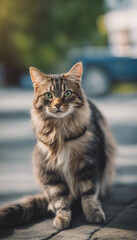 Fototapeta premium Maine Coon cat vertical