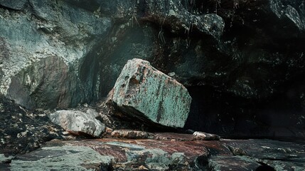 Fototapeta premium Dramatic Rock Formation in a Dark Cave