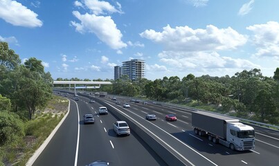 Vehicles driving the M1 Bruce Highway at the Sunshine Coast.