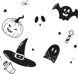 Obraz premium Set of hand drawn Halloween element collections