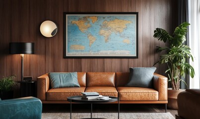 Modern map print mockup with custom location