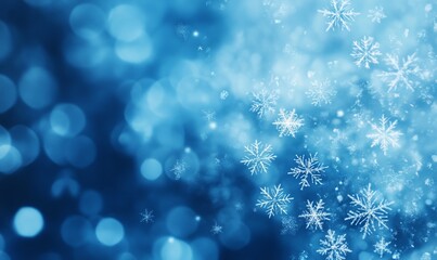A blue background with snowflakes and a blurry background