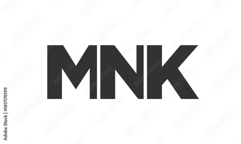 Poster mnk logo design template with strong and modern bold text. initial based vector logotype featuring s