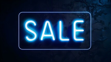 Glowing Blue 'SALE' Neon Sign in a Luxurious Setting