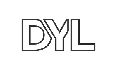 DYL logo design template with strong and modern bold text. Initial based vector logotype featuring simple and minimal typography. Trendy company identity.