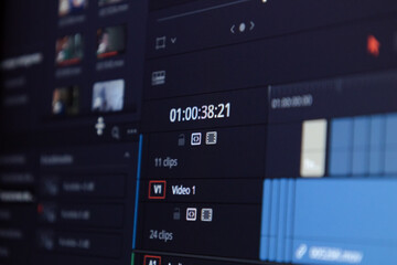 Timecode video editing professional video editing post-production program. Concept: Video editing, video editing.
