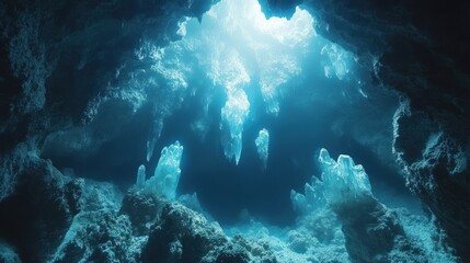 Fototapeta premium Underwater Cave with Light
