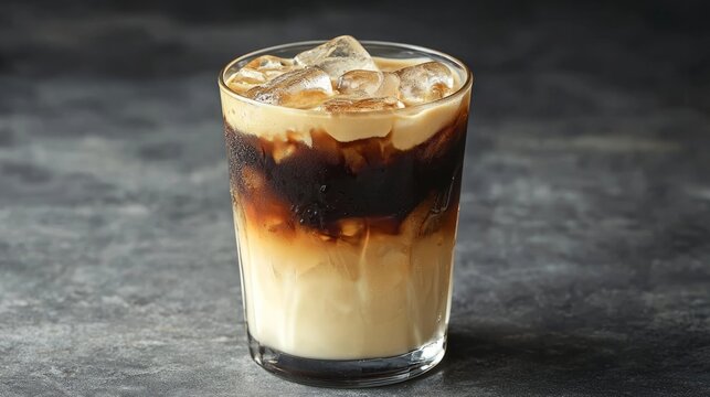 Traditional Vietnamese Iced Coffee with Sweetened Condensed Milk in Clear Glass