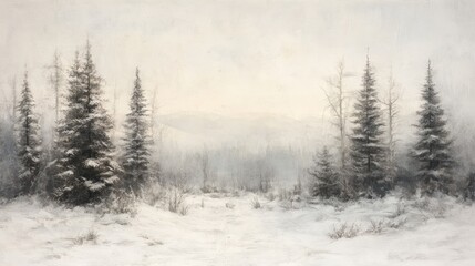 Naklejka premium Winter Wonderland: A Serene Forest Scene