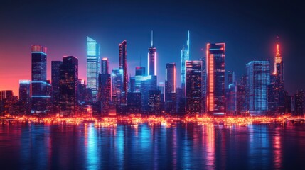 Fototapeta premium Neon Cityscape at Night