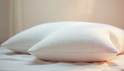 Comfortable Latex Foam Pillows on a White Sheet with Simple Background