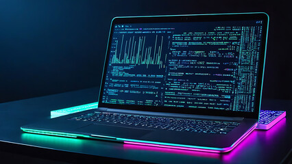 laptop computer with code