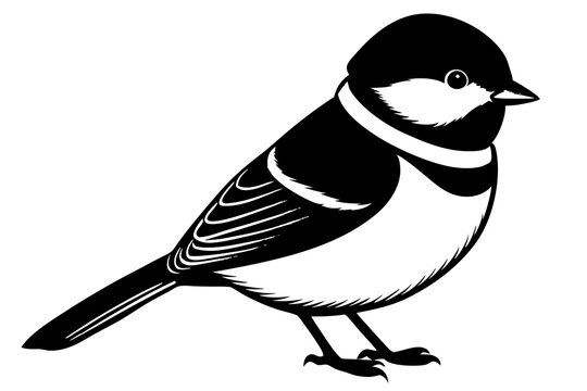 recommend clip art: Black-capped Chickadee silhouette vector illustration