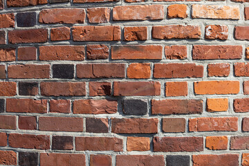 Close up of brick wall of a castle 