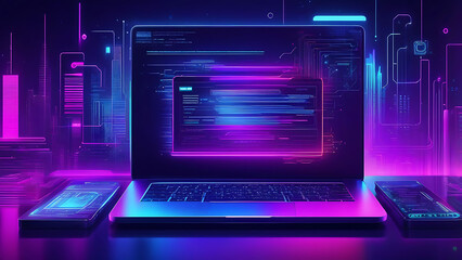 laptop computer with code