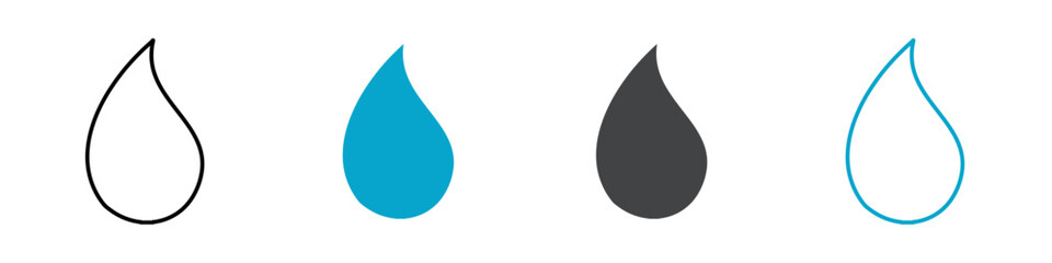 water drop icon Simple vector set isolated