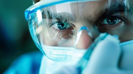 Dentist wearing a mask and gloves preparing for a root canal