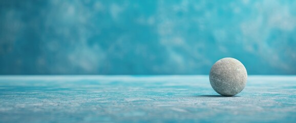 Minimalist Textured Sphere on a Soft Blue Surface Perfect for Modern Design and Aesthetic Inspiration