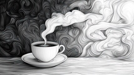 Coffee Cup with Abstract Smoke