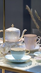 Elegant Tea Set with Gold Trim - Luxury Tableware