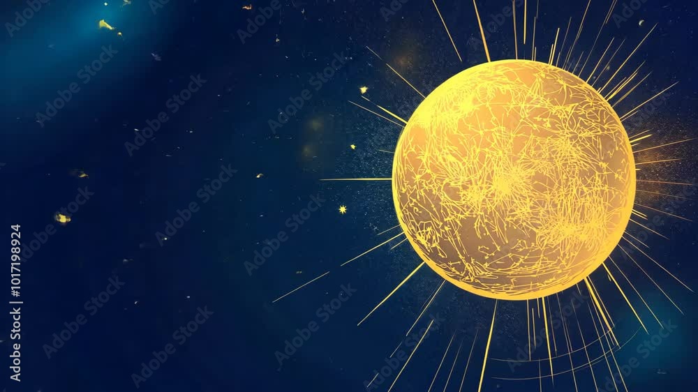 Wall mural a large, golden moon shines brightly in a dark blue night sky