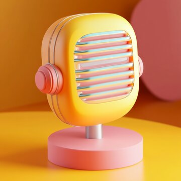 3D Podcast App Icon: Digital Platform for Streaming Podcasts Illustration Logo