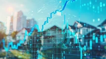 Obraz premium Stock Market Growth Overlaid on Blurred Cityscape