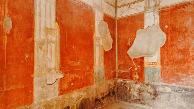 House of the Lararium of Achilles (Casa del Larario di Achille), Pompeii, Naples, Campania, Italy, an ancient Roman city buried by Vesuvius in 79 AD