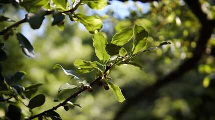 Green Leaves on a Branch: Nature's Beauty