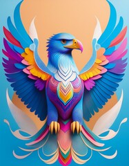 Obraz premium Colorful paper art eagle