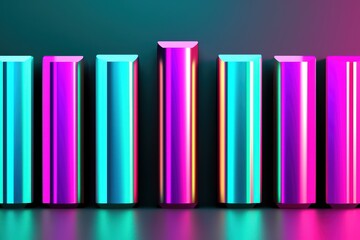 Obraz premium Colorful geometric shapes with vibrant gradients on a dark background, creating a modern artistic composition.